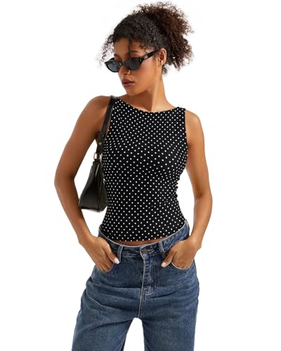 SUUKSESS Women's Double Lined Boat Neck Padded Tank Tops, Black